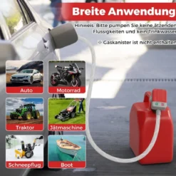 Kraftstoff Umfüllpumpe mit Auto-Stopp-Sensor & 3 Größen Adaptern Elektrische Kraftstoffpumpe