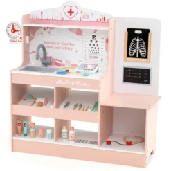 Krankenhaus Spielzeug mit Medizinischen Geräten & 24 Zubehör Holz Doktor-Spielset Rosa