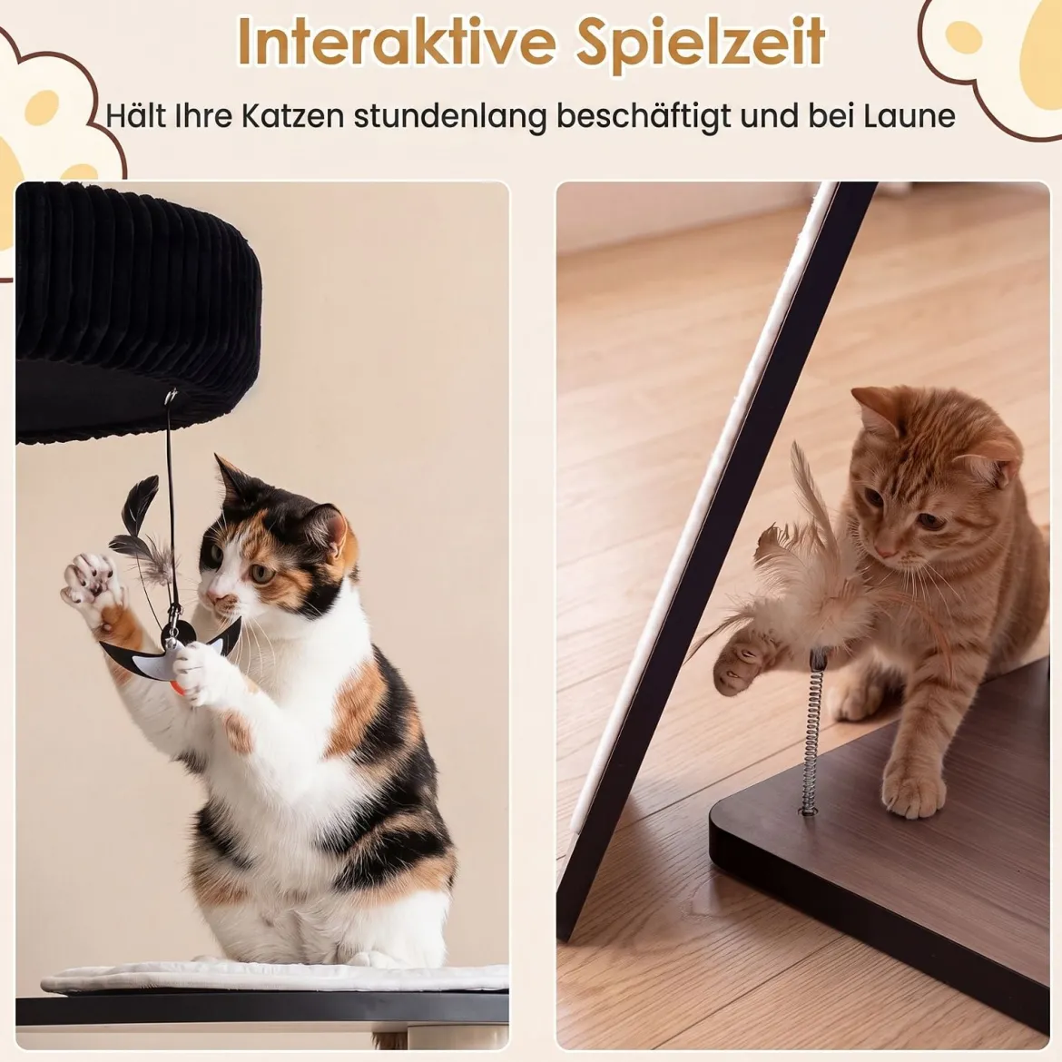 Kratzbaum 155 cm Hoch Vielseitiger Katzenbaum mit Kratzsäulen Weich Gepolsterter Höhle & 3 Plattformen