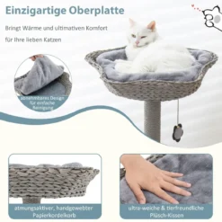 Kratzbaum für drinnen mit gebogenem Metallrahmen 3-Ebenen Katzenaktivitätszentrum Grau