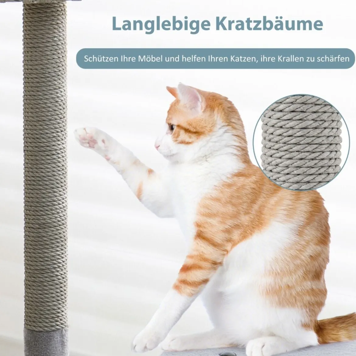 Kratzbaum für drinnen mit gebogenem Metallrahmen 3-Ebenen Katzenaktivitätszentrum Grau