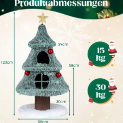Kratzbaum für Weihnachten mit 2 Katzenhöhlen Katzenbaum Weihnachtsbaum Katzenkratzbaum