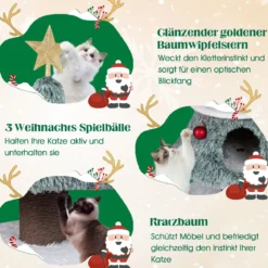 Kratzbaum für Weihnachten mit 2 Katzenhöhlen Katzenbaum Weihnachtsbaum Katzenkratzbaum