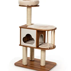 Kratzbaum Holz Katzenbaum Katze Höhle Kletterbaum mit waschbaren Kissen Katzenkratzbaum