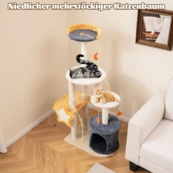 Kratzbaum Katzenbaum mit Katzenhöhle & Plüschsitzfläche & Spielzeug & Spielzeug & Platformen 60 x 41 x 128 cm