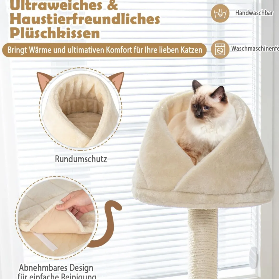 Kratzbaum Katzenparadies aus Holz 111 x 42 x 155 cm Natur