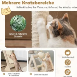 Kratzbaum Katzenparadies aus Holz 111 x 42 x 155 cm Natur