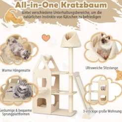 Kratzbaum Katzenparadies aus Holz 111 x 42 x 155 cm Natur