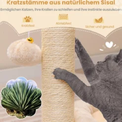 Kratzbaum Klein Katzenbaum mit Hängematte & Bett & Sisalstämmen & Katzenbürste Beige 40 x 30 x 72 cm