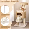Kratzbaum mit Katzenhöhle 104 cm hoch Katzenbaum mit Sitzstange & Plattform Beige+Natur