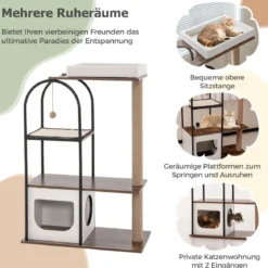 Kratzbaum mit Katzenhöhle 118cm Katzenbaum mit abnehmbarem Katzenbett & Ball & Kratzmatte