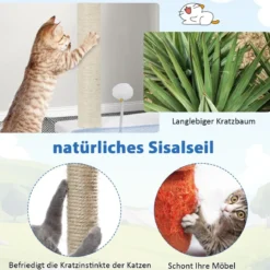 Kratzbaum mit Meeresmotiv 3-stöckiger Katzenturm mit Sisal überzogenen Pfosten Blau 49 x 38 x 86 cm