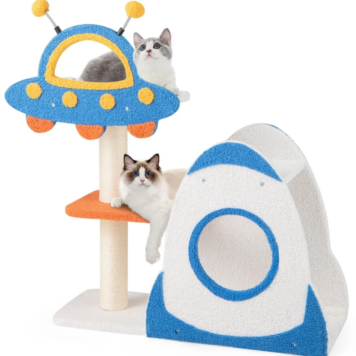 Kratzbaum mit UFO-Plattform & Sisal-Kratzsäulen Katzenkratzbaum Katzenbaum Kletterbaum