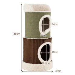 Kratztonne 3 Ebenen Ø 41 cm 85 cm Hoch Katzentonne mit 2 Höhlen Liegefläche & Runder Sockel