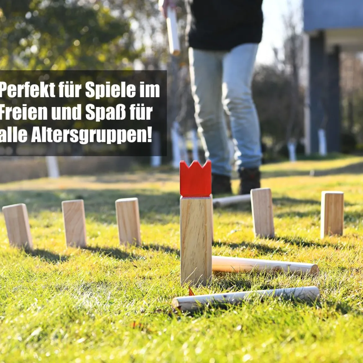 Kubb Spiel 21 TLG. Holz Familie Game Holzspiel Outdoor Spiel Wurfspiel für Kinder und Erwachsene
