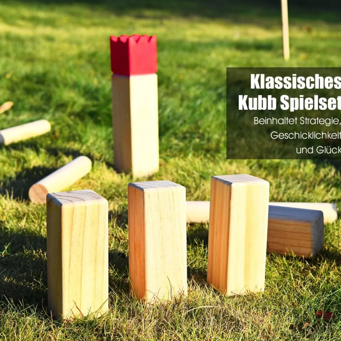 Kubb Spiel 21 TLG. Holz Familie Game Holzspiel Outdoor Spiel Wurfspiel für Kinder und Erwachsene