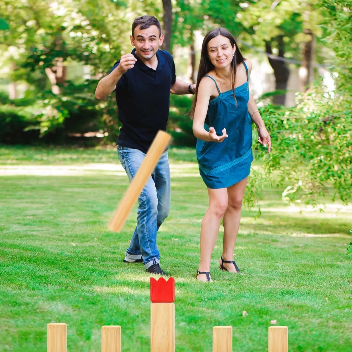 Kubb Spiel 21 TLG. Holz Familie Game Holzspiel Outdoor Spiel Wurfspiel für Kinder und Erwachsene