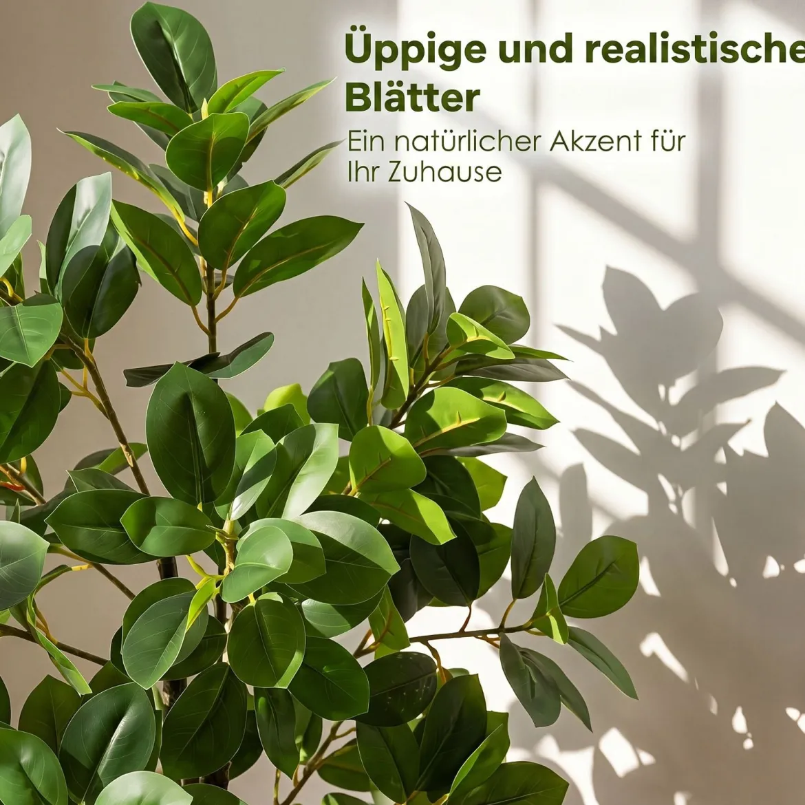 Kunstbaum Realistische Kunstpflanze mit 25 Üppige Zweigen & Stabiler Zementtopf 140 cm