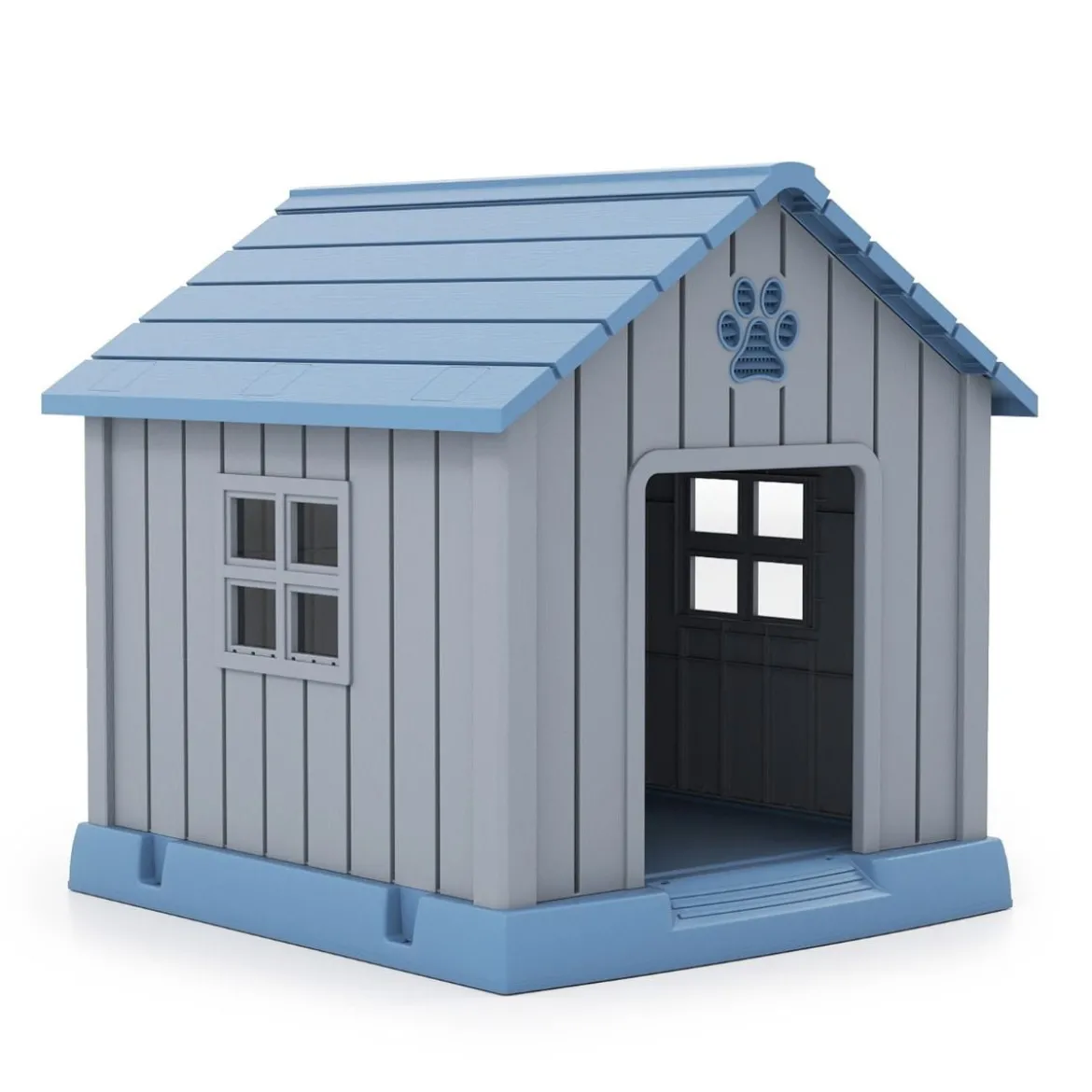 Kunststoff-Hundehütte für kleine und mittelgroße Hunde wasserfest und isoliert Indoor- und Outdoor-Hundehütte Blau