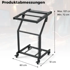 2-lagiges Professionelles Audio Rack mit Verstellbaren Querstreben & Abschließbaren Rollen Audioständer