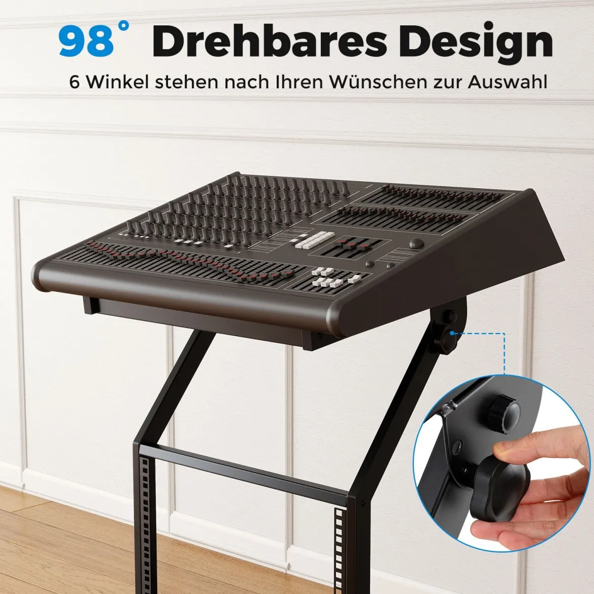 2-lagiges Professionelles Audio Rack mit Verstellbaren Querstreben & Abschließbaren Rollen Audioständer