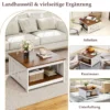 Landhaus Couchtisch 78 cm quadratischer Couchtisch mit Ablagefach 2-stöckiger Vintage Tisch Weiß & Braun