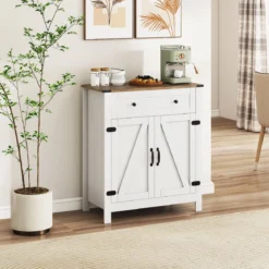 Landhaus-Sideboard mit Türen & Schublade & verstellbarem Regal Buffetschrank Küchenschrank