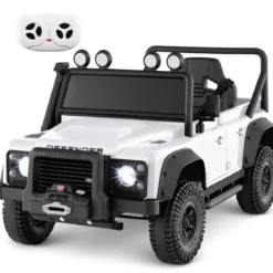 Land Rover Defender Elektroauto Kinder Elektrofahrzeug mit Eltern-Fernbedienung Weiß