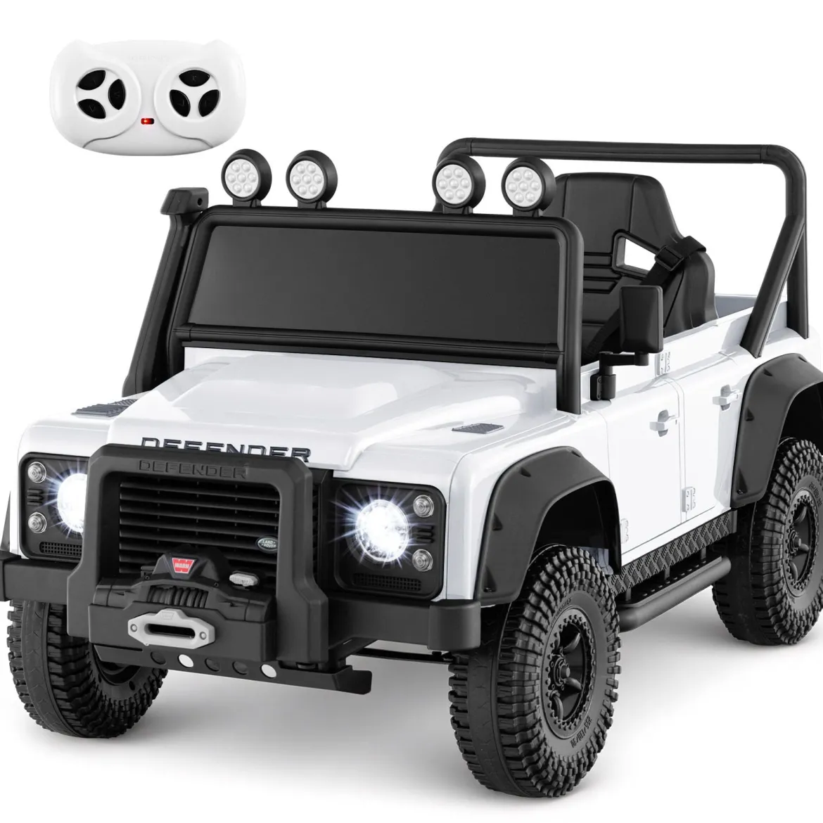 Land Rover Defender Elektroauto Kinder Elektrofahrzeug mit Eltern-Fernbedienung Weiß