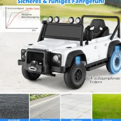 Land Rover Defender Elektroauto Kinder Elektrofahrzeug mit Eltern-Fernbedienung Weiß