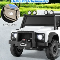 Land Rover Defender Elektroauto Kinder Elektrofahrzeug mit Eltern-Fernbedienung Weiß