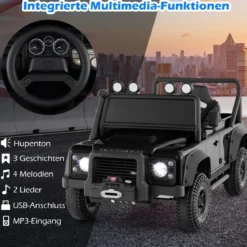 Land Rover Defender Elektroauto Kinder Elektrofahrzeug mit Eltern-Fernbedienung Schwarz
