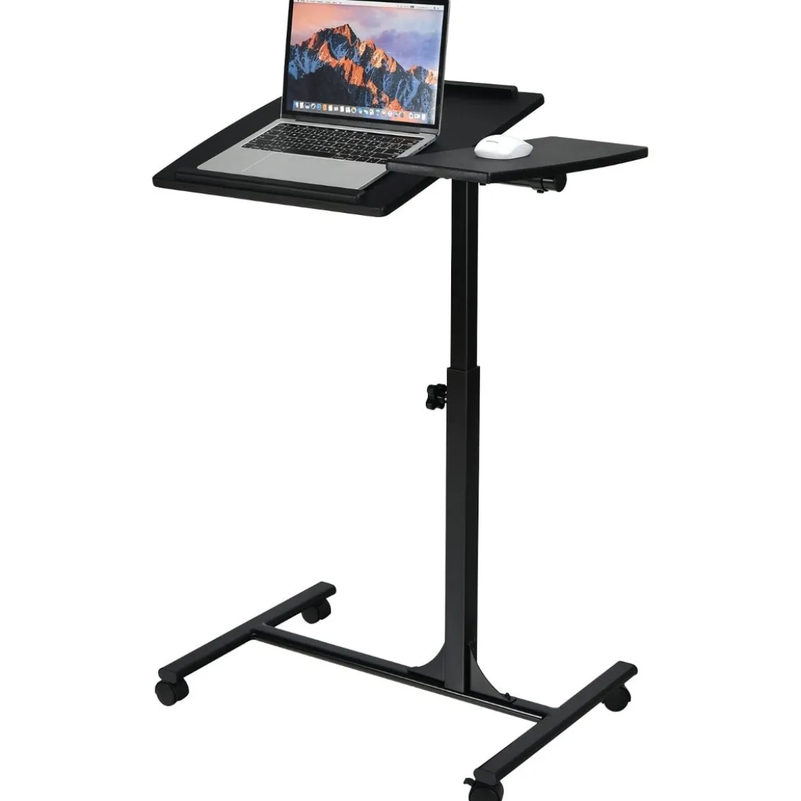 Laptoptisch Höhenverstellbarer Betttisch mit Rollen 64 x 45 x 71-93 cm Schwarz