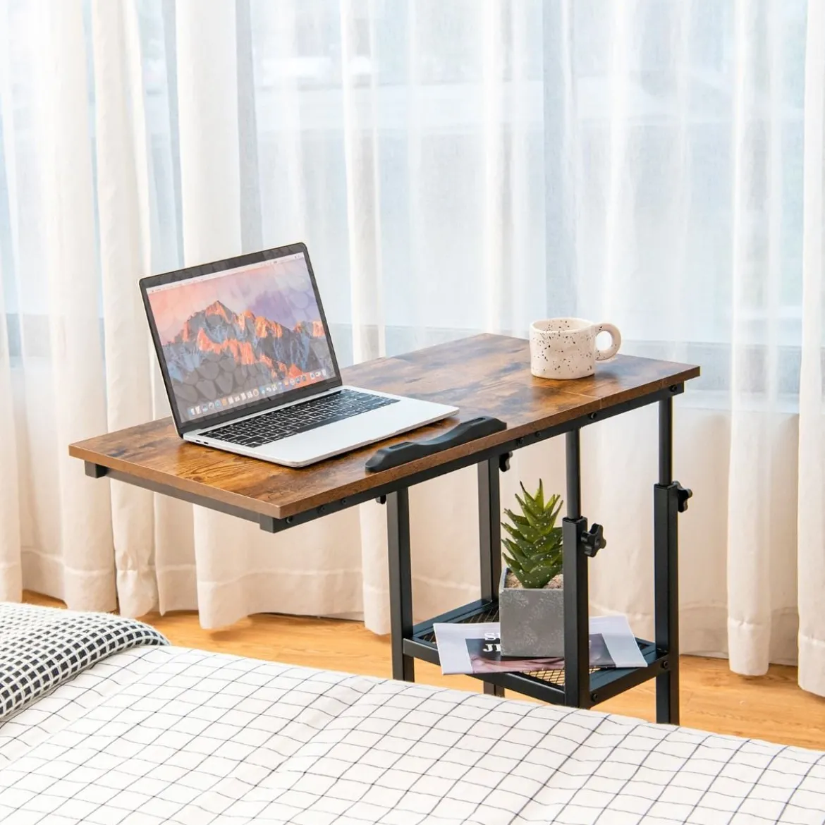 Laptoptisch mit Höhen- und Neigungsverstellbar 3 Ebenen Beistelltisch Vintage