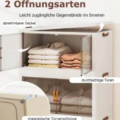 213L Aufbewahrungsboxen mit Deckel Stapelbare Aufbewahrungsbehälter mit Rollen & Türen