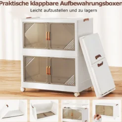 213L Aufbewahrungsboxen mit Deckel Stapelbare Aufbewahrungsbehälter mit Rollen & Türen
