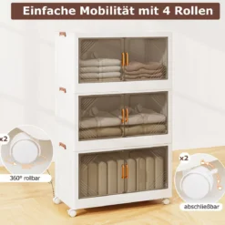 213L Aufbewahrungsboxen mit Deckel Stapelbare Aufbewahrungsbehälter mit Rollen & Türen