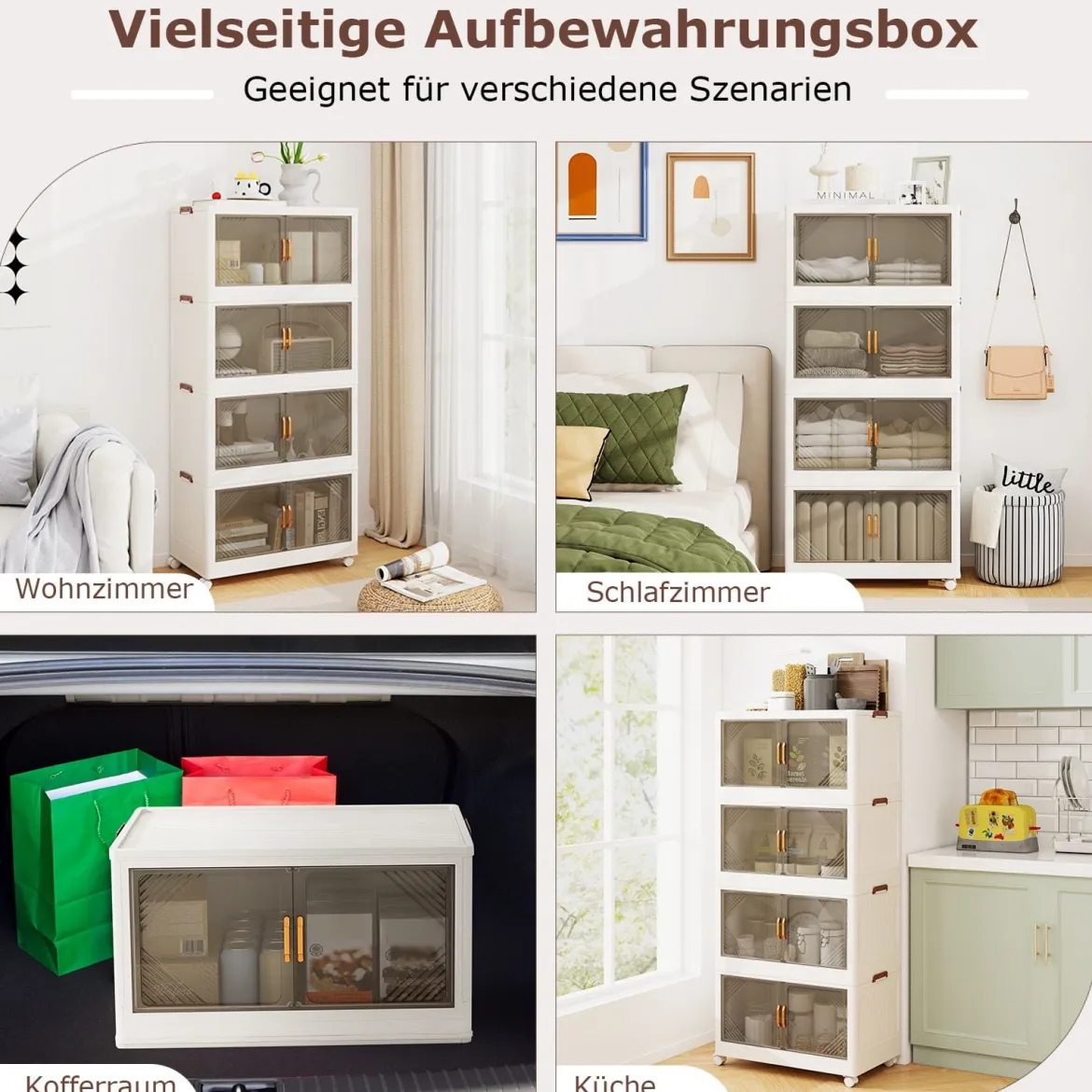 284L Aufbewahrungsboxen mit Deckel Stapelbare Aufbewahrungsbehälter mit Rollen & Türen