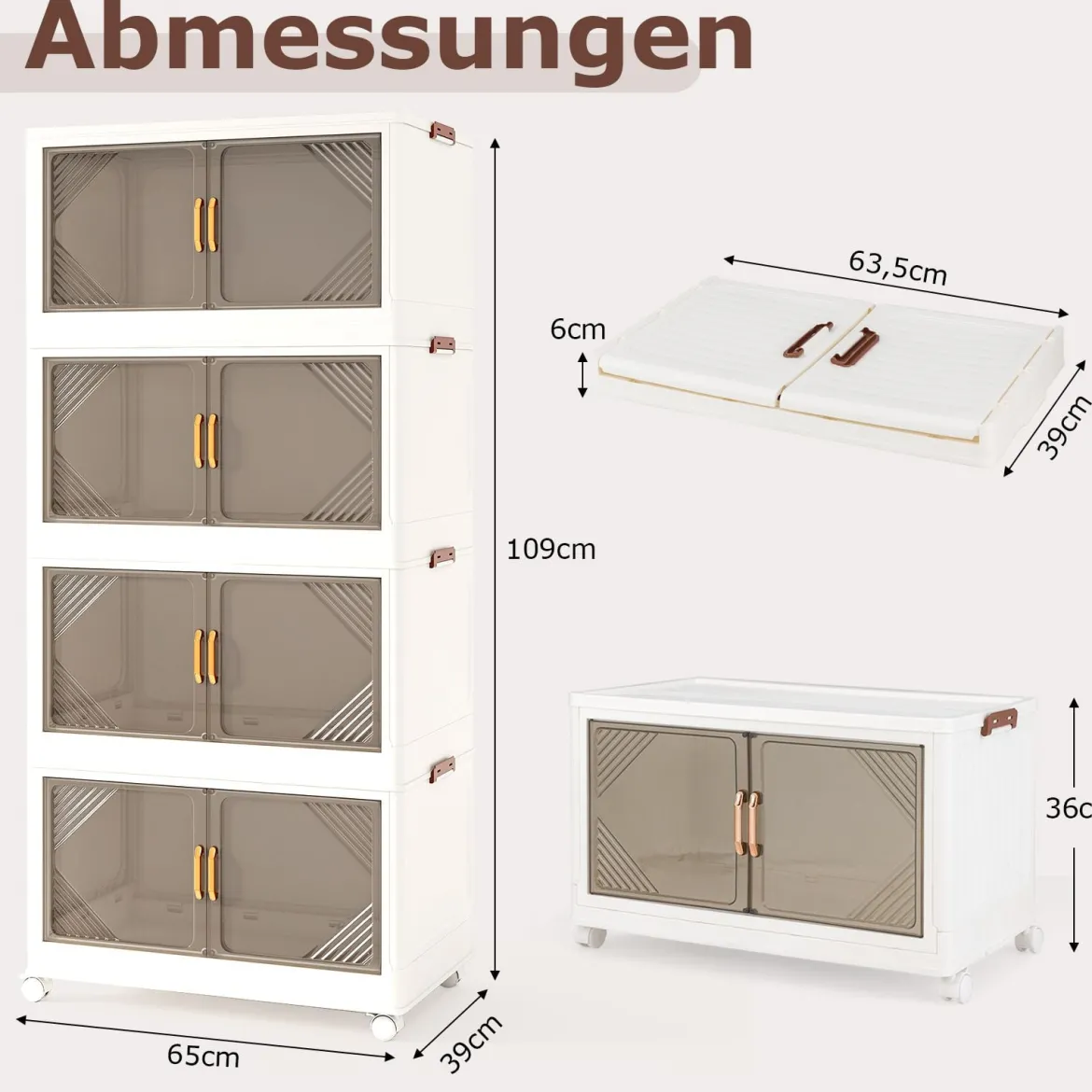 284L Aufbewahrungsboxen mit Deckel Stapelbare Aufbewahrungsbehälter mit Rollen & Türen