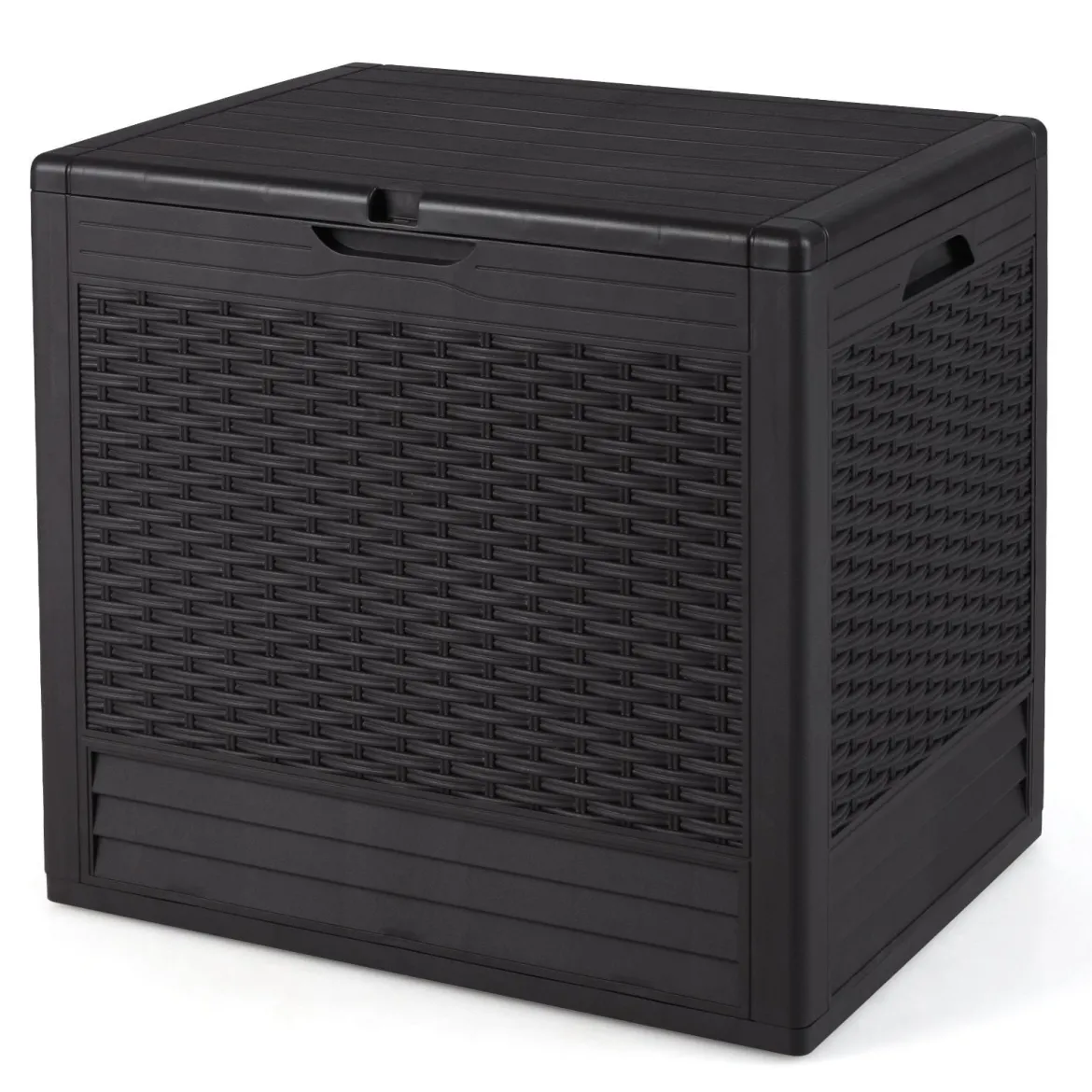 96 L Aufbewahrungsbox Outdoor Auflagenbox mit PP-Deck Rattanmustern & abschließbarem Deckel Braun