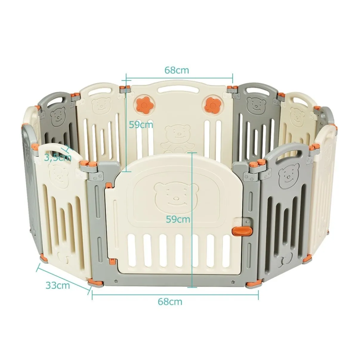Laufgitter Baby Laufstall Kinder Schutzgitter Absperrgitter mit Tür Beige und Grau