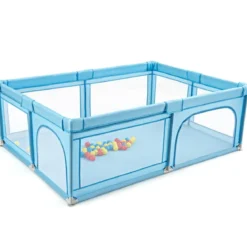 Laufgitter Baby Laufstall mit 50 Bällen & 2 Türen für Kinder 205 x 147 x 68 cm Grau