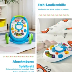 Lauflernhilfe mit Abnehmbarer Spieltafel & Musik & Lichter Pädagogisch Blau