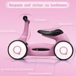Laufrad Balance Fahrrad Balance Bike Kinderlaufrad Lauflernrad für Kinder Fahrrad Lernlaufrad ohne Pedal für Kinder 59x29x40cm Rosa