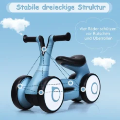 Laufrad Balance Fahrrad Balance Bike Kinderlaufrad Lauflernrad für Kinder Fahrrad Lernlaufrad ohne Pedal für Kinder 59x29x40cm Blau