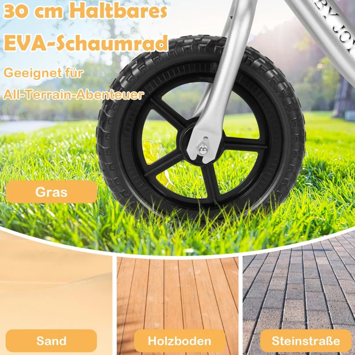 Laufrad mit verstellbarem Lenker & Sitz Balance Fahrrad ohne Pedal für 2-7 Jahre Jungen und Mädchen Silbern
