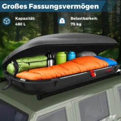 400L Auto Dachbox Abschießbarer Dachkoffer mit Zentralverriegelung & Schlüsseln & Gurten