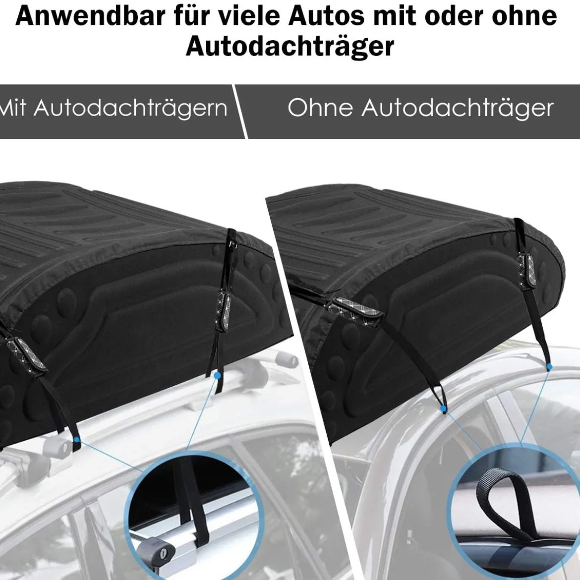 400L Auto Dachbox Dachkoffer mit Transportbändern Dachtasche Gepäckbox Dachgepäckträger Tasche