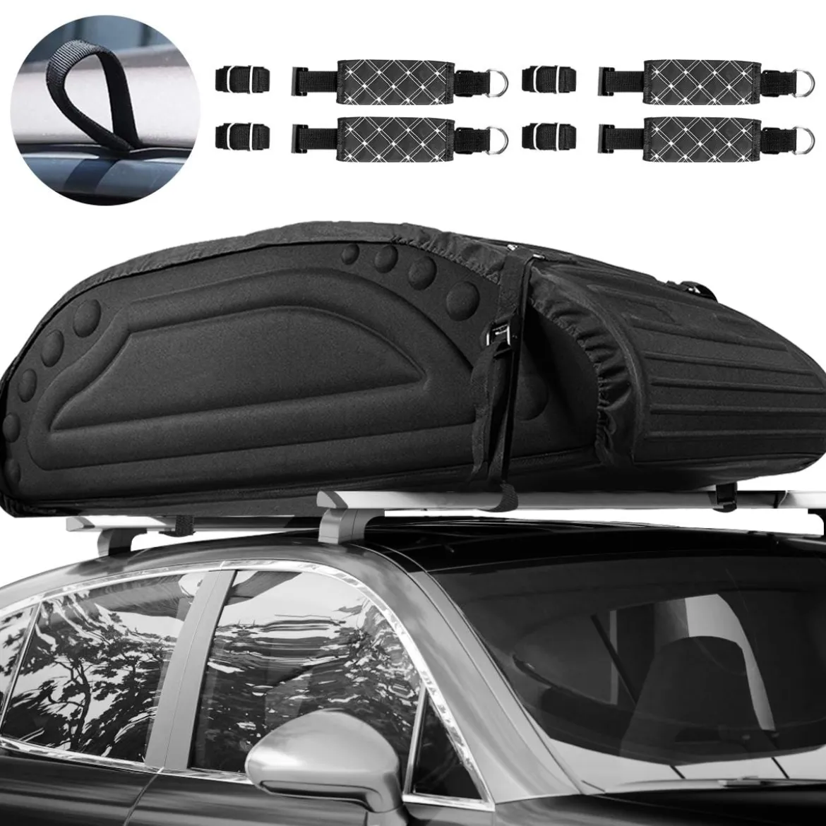 400L Auto Dachbox Dachkoffer mit Transportbändern Dachtasche Gepäckbox Dachgepäckträger Tasche