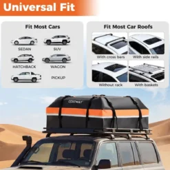 450L Auto Dachbox mit Anti-Rutsch-Matte & 6 Türhake & Schloss & Tragetasche Orange